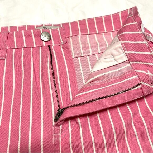 Victor Glemaud x Target Pink Pin Striped Denim Mini Jean Skirt Size 10 New - Picture 8 of 16
